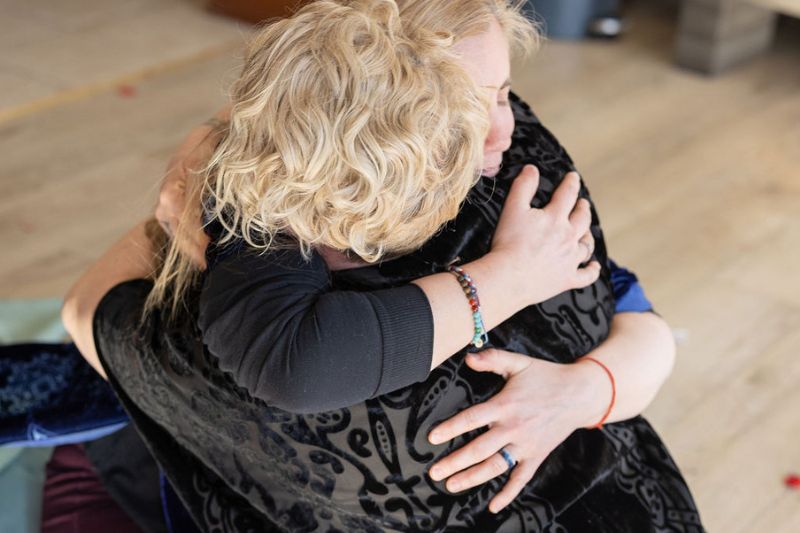 two women hugging